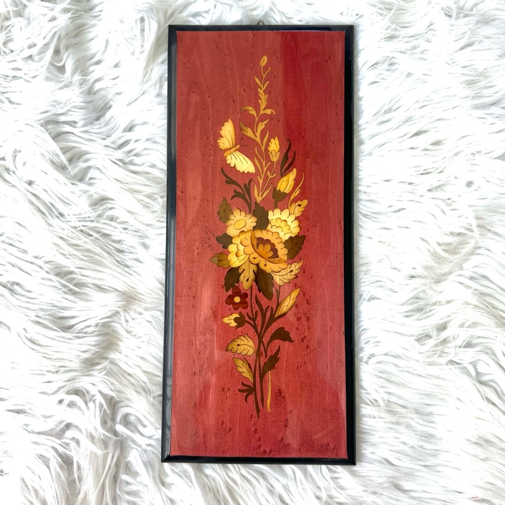 Floral Wall Art with Red and Yellow Design